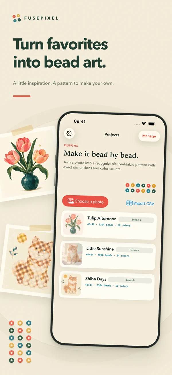 FusePixel：Turn photos into bead patterns, one creative detail at a time.