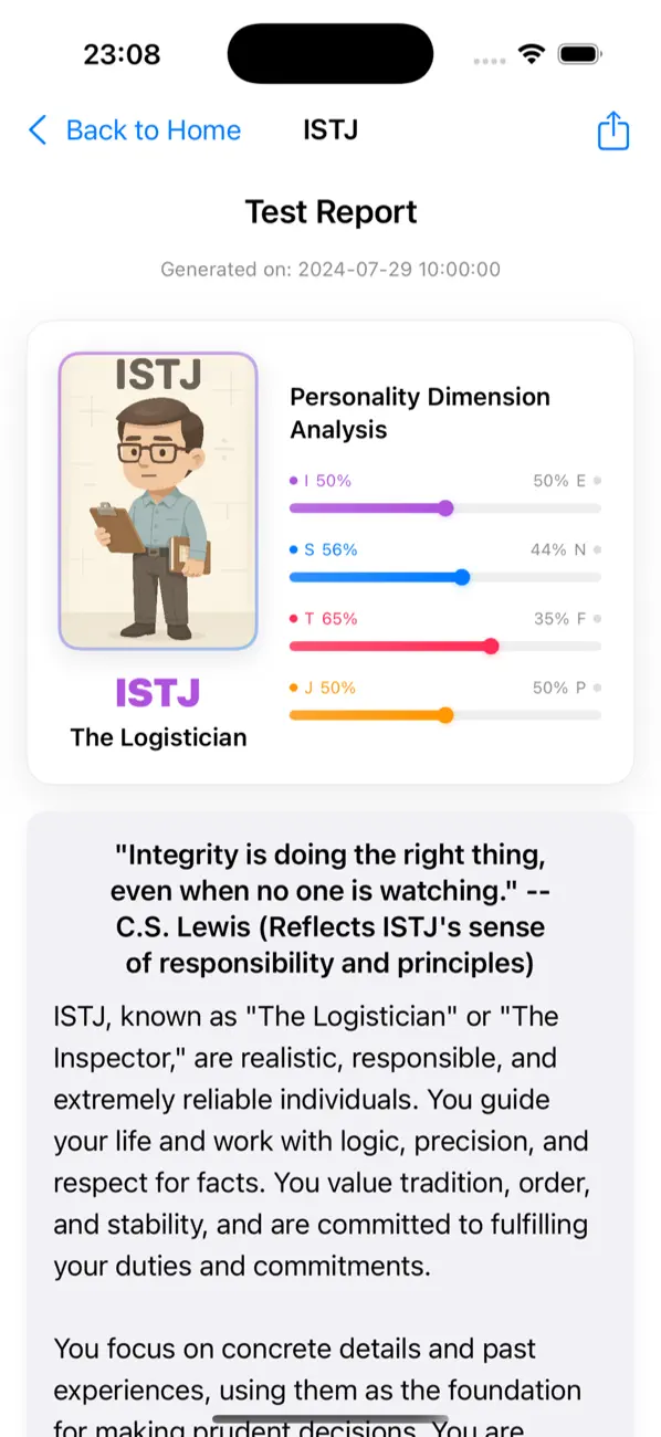 MBTI Test：An MBTI personality test with 16-type analysis.